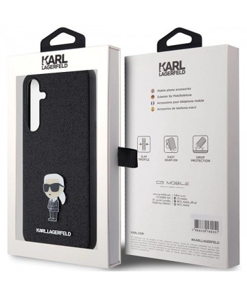 Karl Lagerfeld Fixed Glitter Ikonik Logo Metal Pin case for Samsung Galaxy A55 - black