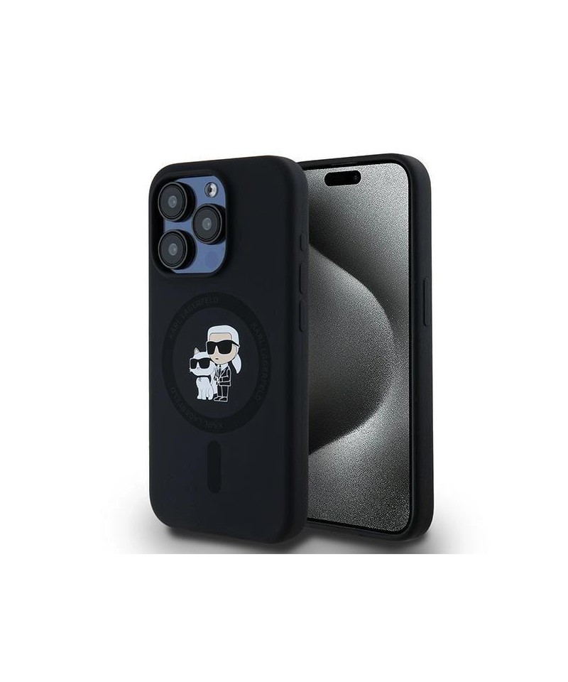 Karl Lagerfeld Silicone Karl&Choupette MagSafe case for iPhone 15 Pro - black