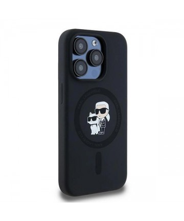 Karl Lagerfeld Silicone Karl&Choupette MagSafe case for iPhone 15 Pro - black
