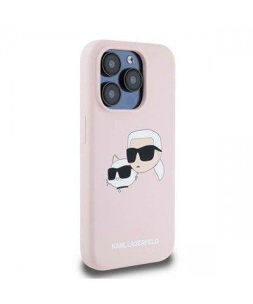 Karl Lagerfeld Silicone Karl&Choupette MagSafe Case for iPhone 15 Pro - Pink