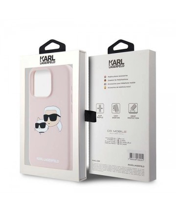 Karl Lagerfeld Silicone Karl&Choupette MagSafe Case for iPhone 15 Pro - Pink
