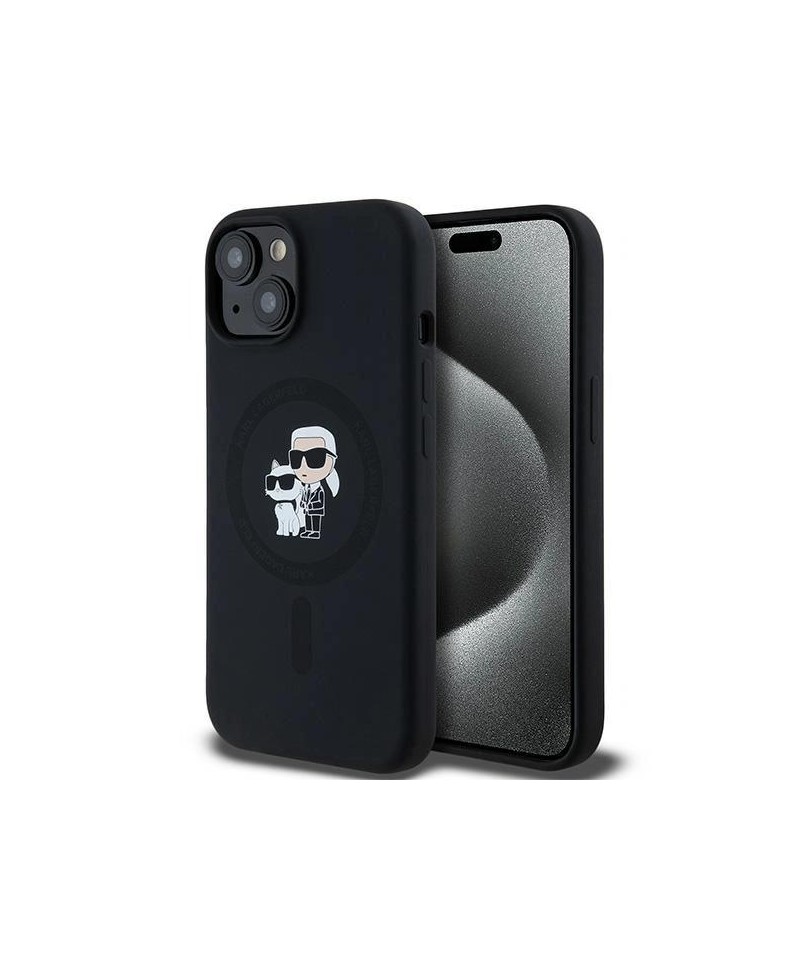 Karl Lagerfeld Silicone Karl&Choupette MagSafe case for iPhone 15 Plus / 14 Plus - black