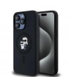 Karl Lagerfeld Silicone Karl&Choupette Ring MagSafe case for iPhone 15 Pro Max - black