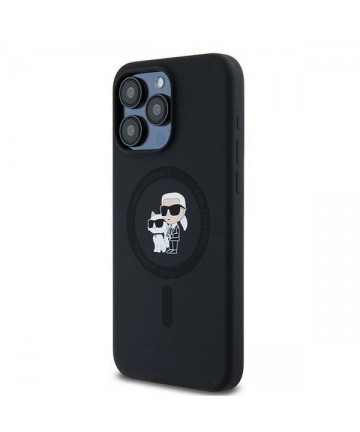 Karl Lagerfeld Silicone Karl&Choupette Ring MagSafe case for iPhone 15 Pro Max - black