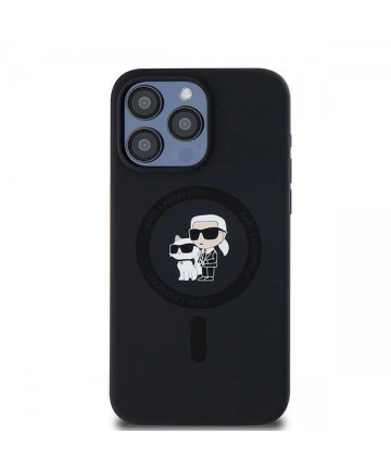 Karl Lagerfeld Silicone Karl&Choupette Ring MagSafe case for iPhone 15 Pro Max - black