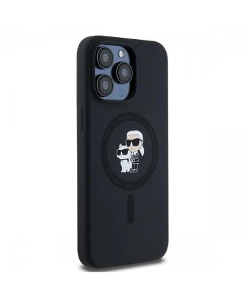 Karl Lagerfeld Silicone Karl&Choupette Ring MagSafe case for iPhone 15 Pro Max - black