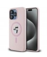 Karl Lagerfeld Silicone Karl&Choupette Ring MagSafe Case for iPhone 15 Pro Max - Pink