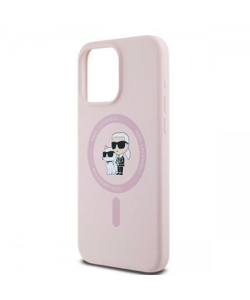 Karl Lagerfeld Silicone Karl&Choupette Ring MagSafe Case for iPhone 15 Pro Max - Pink