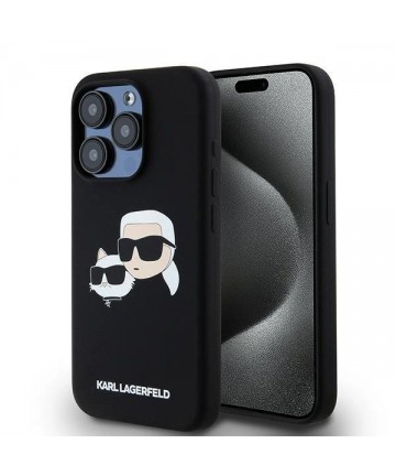Karl Lagerfeld Silicone Karl&Choupette MagSafe case for iPhone 15 Pro Max - black