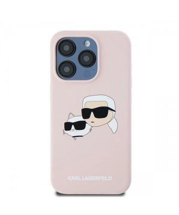 Karl Lagerfeld Silicone Karl&Choupette MagSafe Case for iPhone 15 Pro Max - Pink