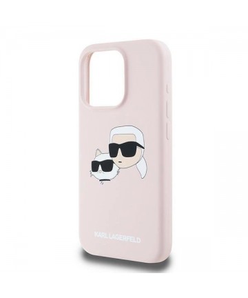 Karl Lagerfeld Silicone Karl&Choupette MagSafe Case for iPhone 15 Pro Max - Pink