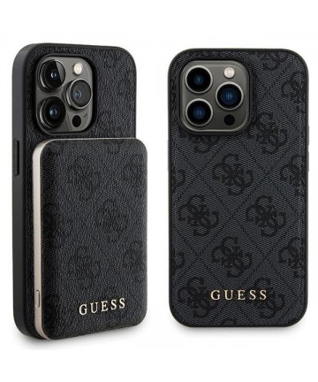Guess 4G Metal Logo Case Set for iPhone 13 Pro Max + 5000mAh MagSafe Powerbank - Black