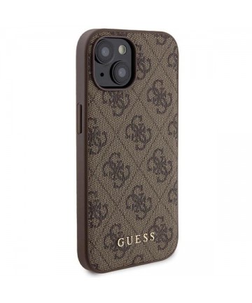 Guess 4G Metal Logo case set for iPhone 15 + 5000mAh MagSafe power bank - brown