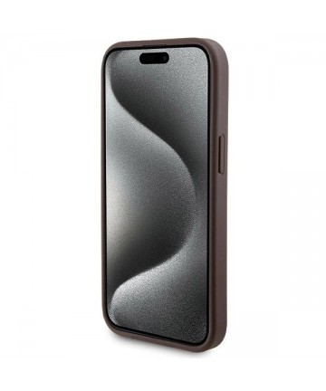 Guess 4G Metal Logo case set for iPhone 15 + 5000mAh MagSafe power bank - brown