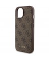 Guess 4G Metal Logo case set for iPhone 15 + 5000mAh MagSafe power bank - brown