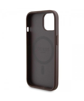Guess 4G Metal Logo case set for iPhone 15 + 5000mAh MagSafe power bank - brown