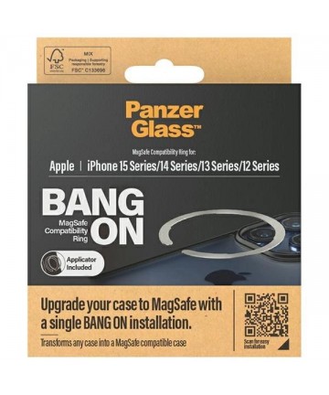 MagSafe PanzerGlass Bang ON ring for iPhone 12 / 13 / 14 / 15 - silver