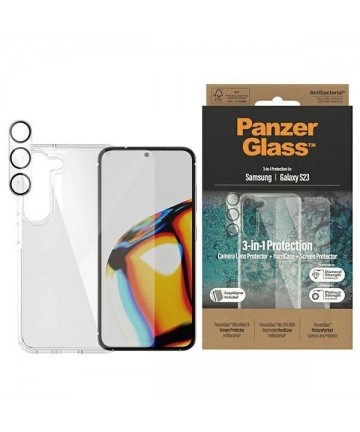 PanzerGlass Bundle 3in1 Transparent Case + Film + Camera Protector for Samsung Galaxy S23