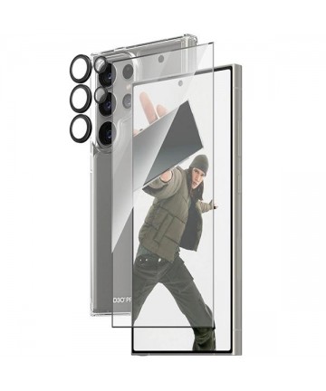PanzerGlass Bundle 3in1 Transparent Case + Film + Camera Protector for Samsung Galaxy S24 Ultra