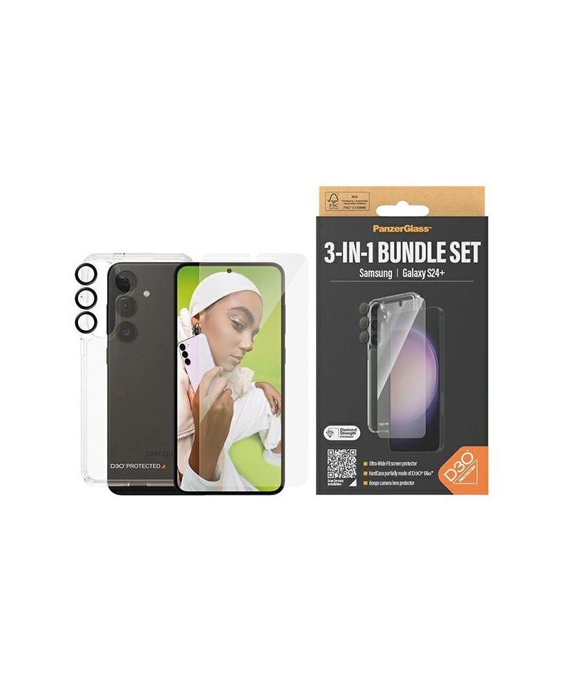 PanzerGlass Bundle 3in1 set transparent case + foil + camera cover for Samsung Galaxy S24+