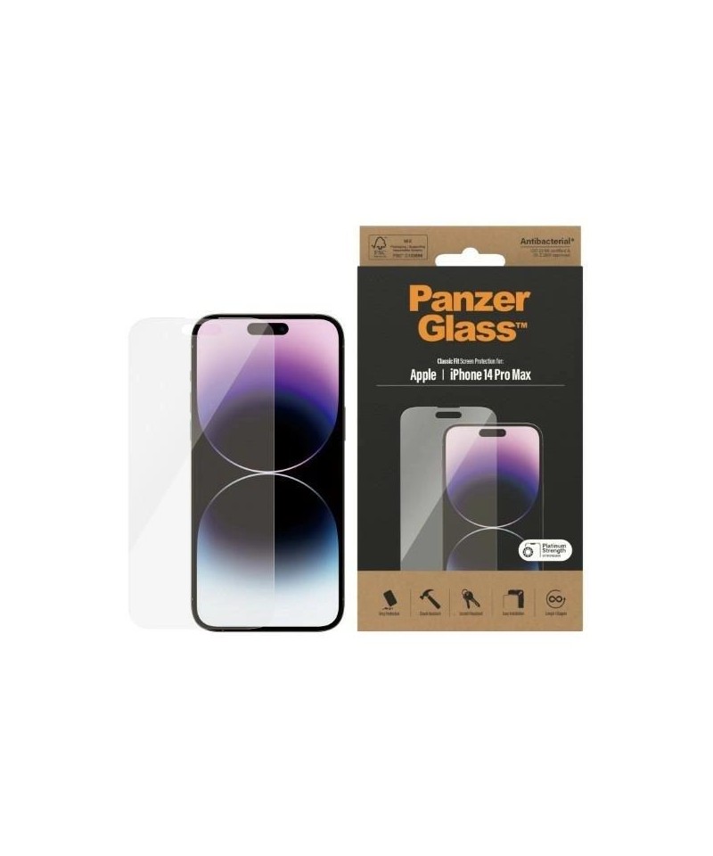 PanzerGlass Classic Fit antibacterial glass for iPhone 14 Pro Max