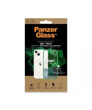 PanzerGlass ClearCase antibacterial case with Military Grade certificate for iPhone 13 / 14 / 15 - transparent green