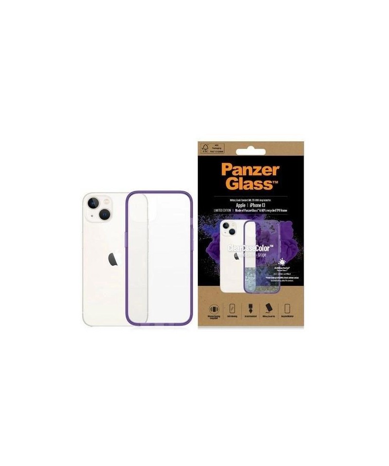 PanzerGlass ClearCase antibacterial case with Military Grade certificate for iPhone 13 / 14 / 15 - transparent purple