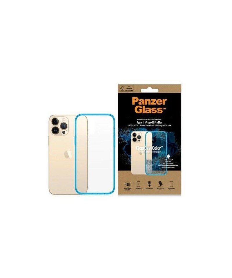 PanzerGlass ClearCase Antibacterial Military Grade Certified Case for iPhone 13 Pro Max - Transparent Blue