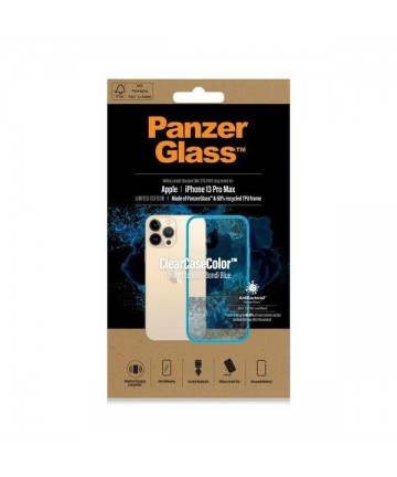 PanzerGlass ClearCase Antibacterial Military Grade Certified Case for iPhone 13 Pro Max - Transparent Blue
