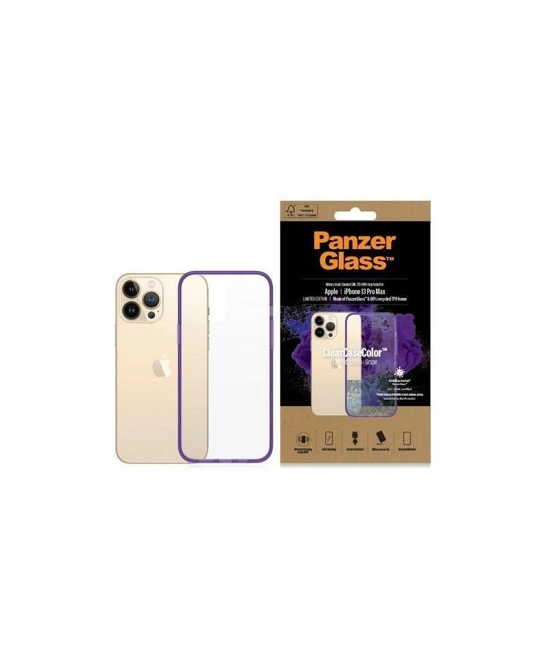 PanzerGlass ClearCase antibacterial Military Grade certified case for iPhone 13 Pro Max - transparent purple