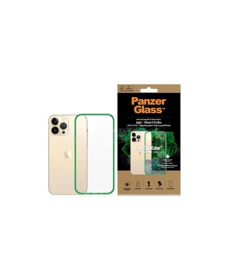 PanzerGlass ClearCase Antibacterial Military Grade Certified Case for iPhone 13 Pro Max - Transparent Green
