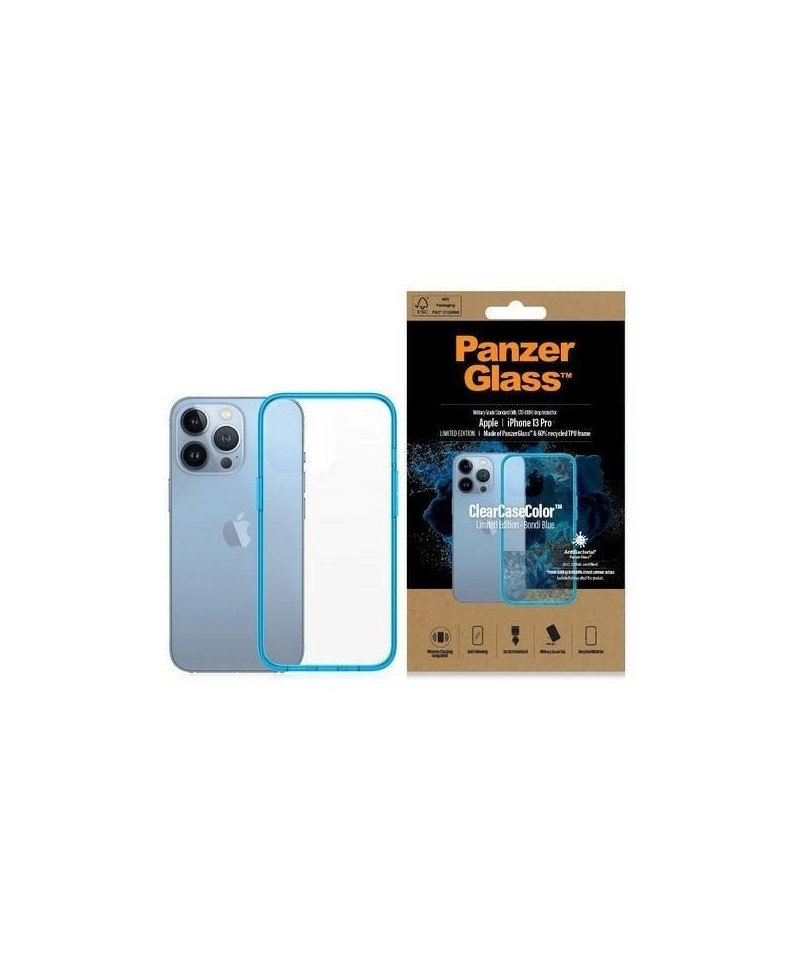 PanzerGlass ClearCase Antibacterial Military Grade Certified Case for iPhone 13 Pro - Transparent Blue