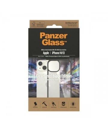 PanzerGlass ClearCase antibacterial case for iPhone 14 / 15 / 13 - transparent and black