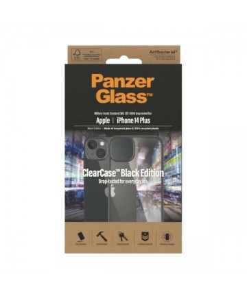 PanzerGlass ClearCase antibacterial case for iPhone 14 Plus / 15 Plus - transparent and black
