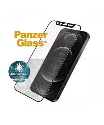 PanzerGlass E2E Microfracture Antibacterial Glass with Swarovsky Crystal Camera Cover for iPhone 12/12 Pro - With Black Frame