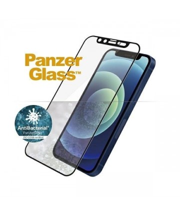 PanzerGlass E2E Microfracture Antibacterial Glass with Swarovsky Crystal Camera Cover for iPhone 12 mini - with Black Frame