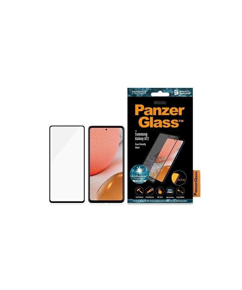 PanzerGlass E2E Microfracture antibacterial glass for Samsung Galaxy A72 - with black frame