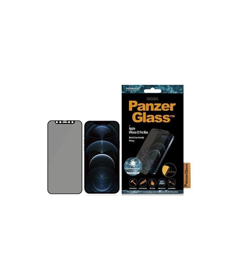 PanzerGlass E2E Super+ Microfracture antibacterial tempered glass for iPhone 12 Pro Max - with black frame