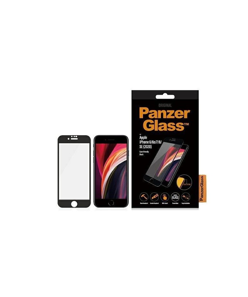 PanzerGlass E2E Super+ tempered glass for iPhone 6 / 6s / 7 / 8 / SE 2020 / SE 2022 - with black frame