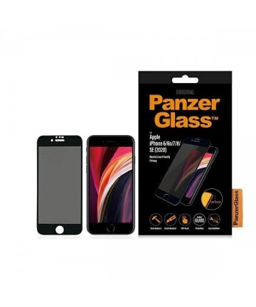PanzerGlass E2E Super+ privacy tempered glass for iPhone 6 / 6s / 7 / 8 / SE 2020 / SE 2022 - with black frame