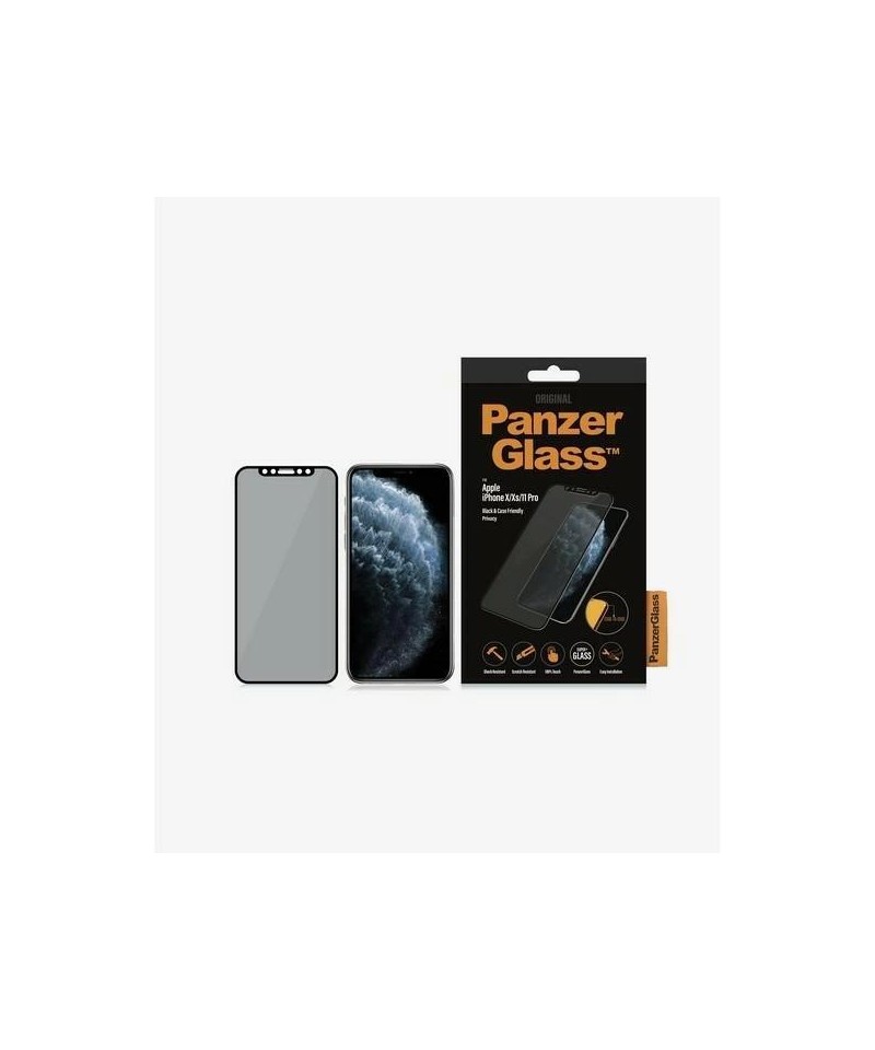 PanzerGlass E2E Super+ privacy tempered glass for iPhone X / XS / 11 Pro - with black frame