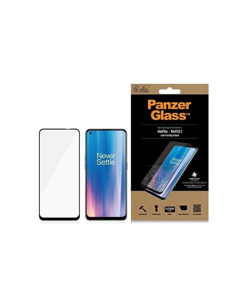 PanzerGlass E2E Super+ tempered glass on OnePlus Nord CE 2 - with black frame
