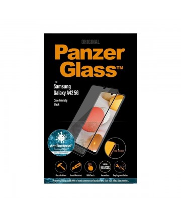 PanzerGlass E2E Super+ antibacterial tempered glass for Samsung Galaxy A42 5G - with black frame