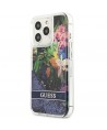 Guess Flower Liquid Glitter case for iPhone 13 Pro Max - blue