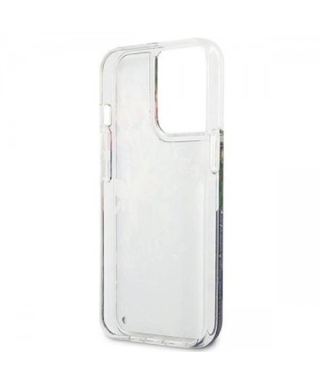 Guess Flower Liquid Glitter case for iPhone 13 Pro Max - blue