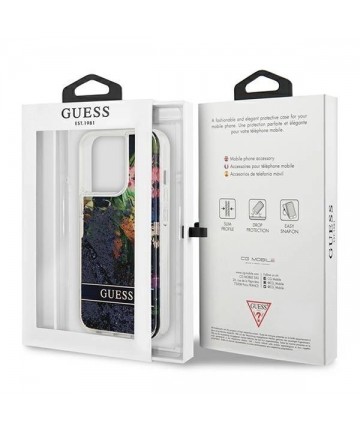 Guess Flower Liquid Glitter case for iPhone 13 Pro Max - blue
