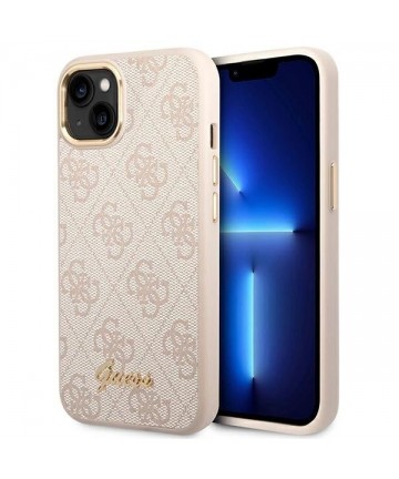 Guess 4G Vintage Gold Logo case for iPhone 14 - pink