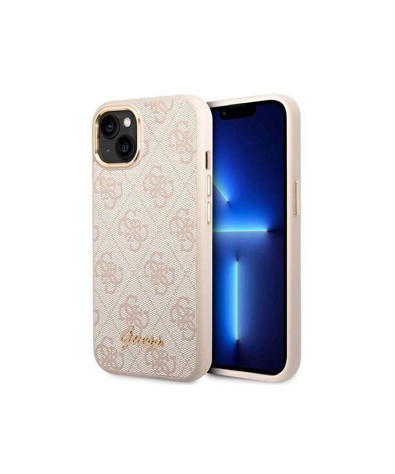 Guess 4G Vintage Gold Logo case for iPhone 14 - pink