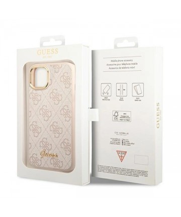 Guess 4G Vintage Gold Logo case for iPhone 14 - pink