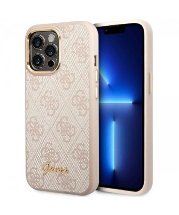 Guess 4G Vintage Gold Logo case for iPhone 14 Pro Max - pink